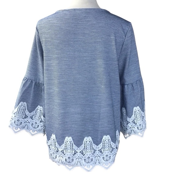 Chico’s French Striped Lace-Detail Top - Picture 8 of 10